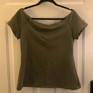 Olive off the shoulder ribbed top from NY&Co. Size Large. Never wore